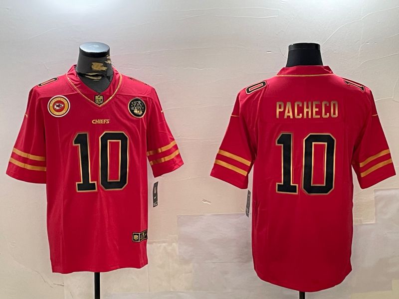 Men Kansas City Chiefs #10 Pacheco Red Gold 2024 Nike Limited NFL Jersey style 2